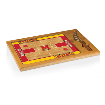 Maryland Terrapins Basketball Court Glass Cutting Board & Knife Set
