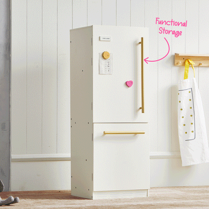 Tiny Land Play Kitchen Accessories - Play Kitchen Fridge: Wooden Cabinet Refrigerator for Kids