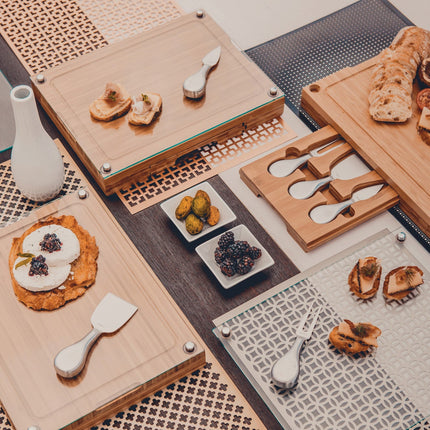 Concerto Glass Top Cheese Cutting Board & Tools Set