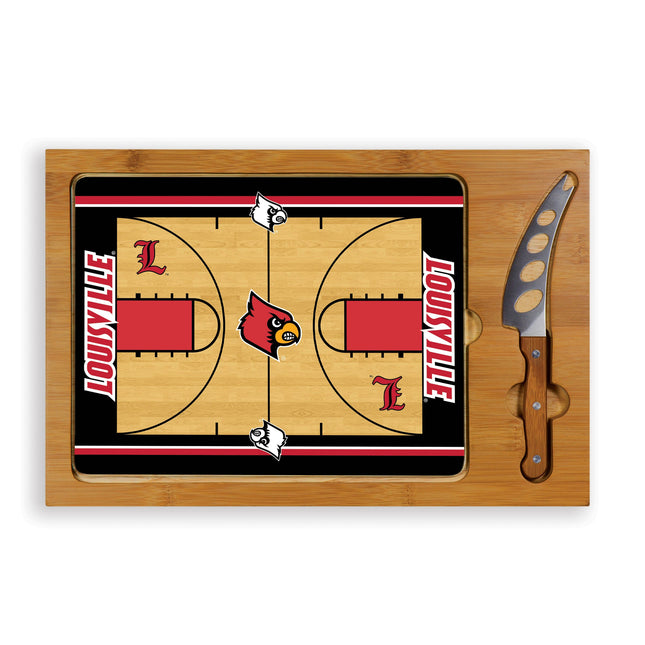 Louisville Cardinals Basketball Court Cutting Board & Knife Set