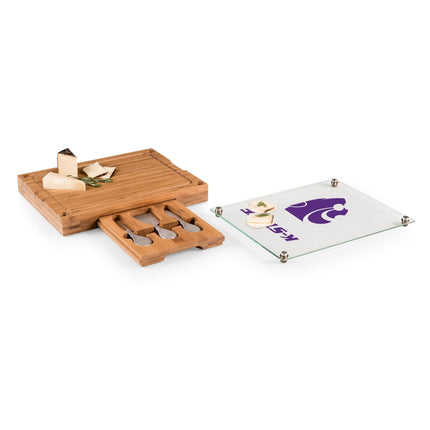 Kansas St Wildcats Concerto Glass Top Cheese Cutting Board & Tools Set