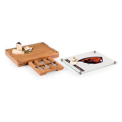 Oregon St Beavers Concerto Glass Top Cheese Cutting Board & Tools Set