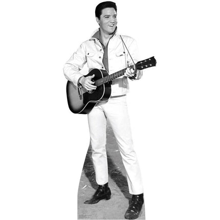 Elvis B&W White Jacket Cardboard Cutout