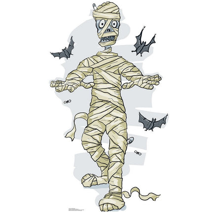 Cartoon Mummy & Bats Cardboard Cutout