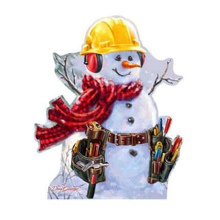 Snowman Construction Worker Dona Gelsinger Art Cardboard Cutout