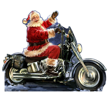 Santa Motorcycle Dona Gelsinger Art Cardboard Cutout