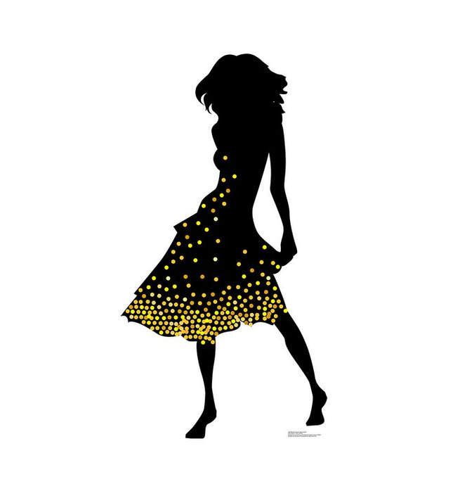 Silhouette Dancer Yellow Sparkles Cardboard Cutout