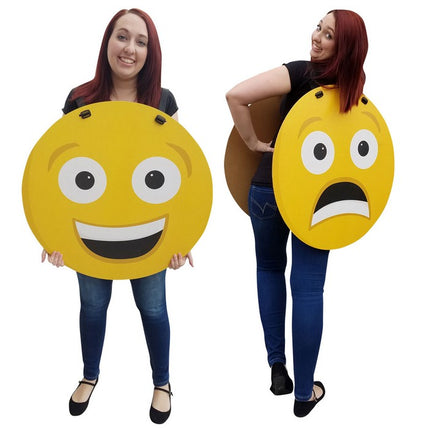 Happy/Sad Emoji Costume Cardboard Cutout