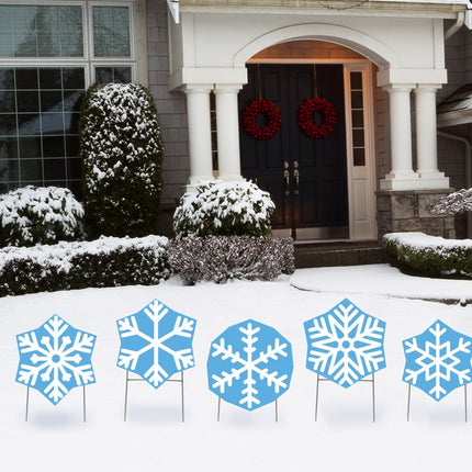 Snowflake Outdoor Yard Signs - Set of 5
