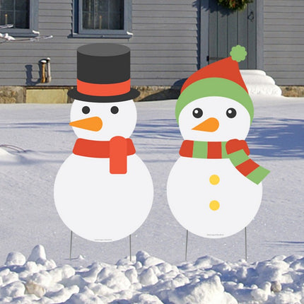 Snowman Outdoor Yard Signs - Set of 2