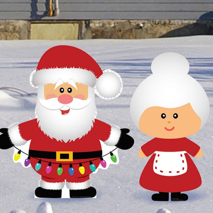 Santa & Mrs Claus Outdoor Yard Signs - Set of 2