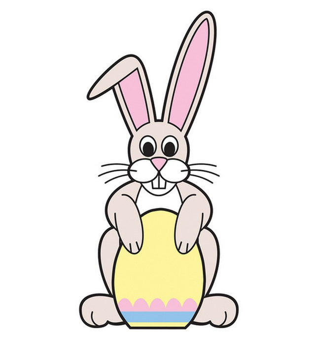 Easter Bunny with Egg Sign Board Cardboard Cutout