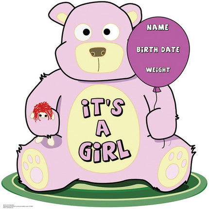 It's A Girl Teddy Bear Cardboard Cutout