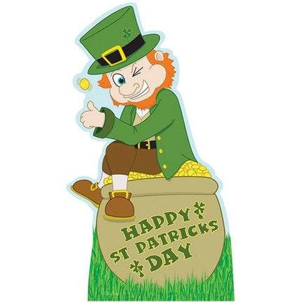 Leprechaun with Pot of Gold / Rainbow Cardboard Cutout