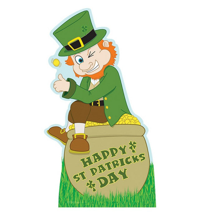 Leprechaun with Pot of Gold / Rainbow Cardboard Cutout