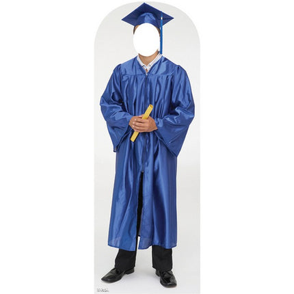 Male Graduate Blue Cap & Gown Standin Cardboard Cutout
