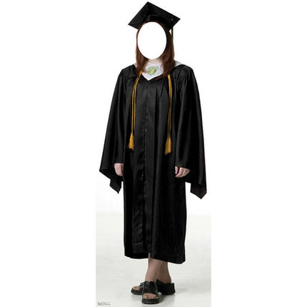 Female Graduate Black Cap & Gown Standin Cardboard Cutout