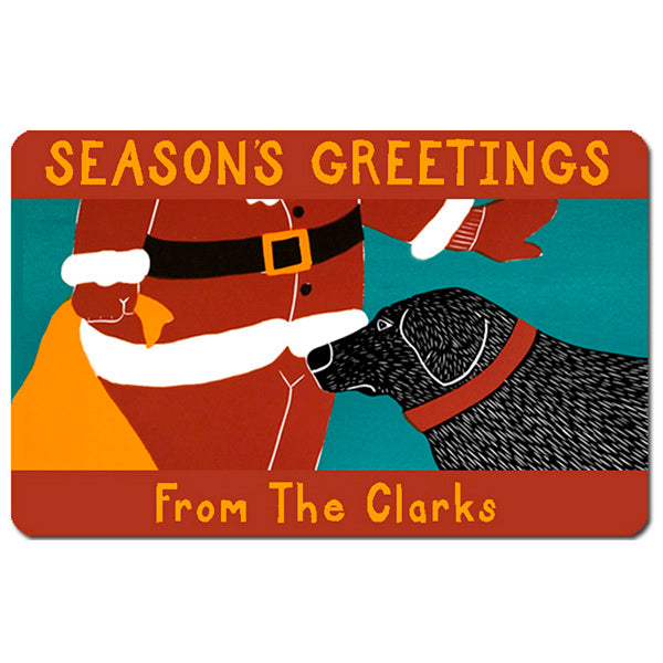 Personalized Santa Seasons Greetings Door Mat