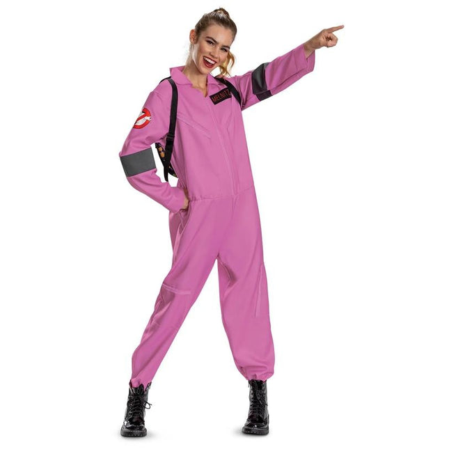 Adult Classic Ghostbusters 80's Pink Janine Melnitz Jumpsuit Costume