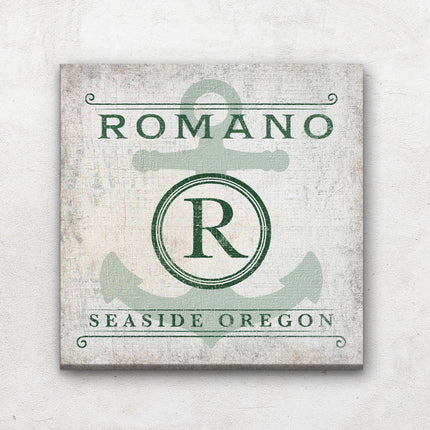 Personalized Family Name & Anchor Monogram Canvas Decor
