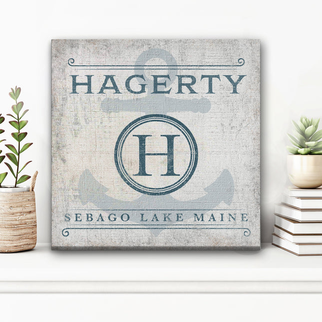 Personalized Family Name & Anchor Monogram Canvas Decor
