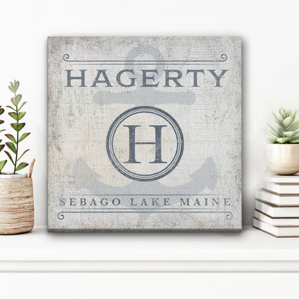 Personalized Family Name & Anchor Monogram Canvas Decor