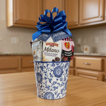 Blue Floral Gourmet Snack Tin - Mother's Day