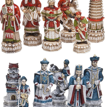 The Ming Dynasty Handcrafted<BR>Oxo-Teak Chessmen Set
