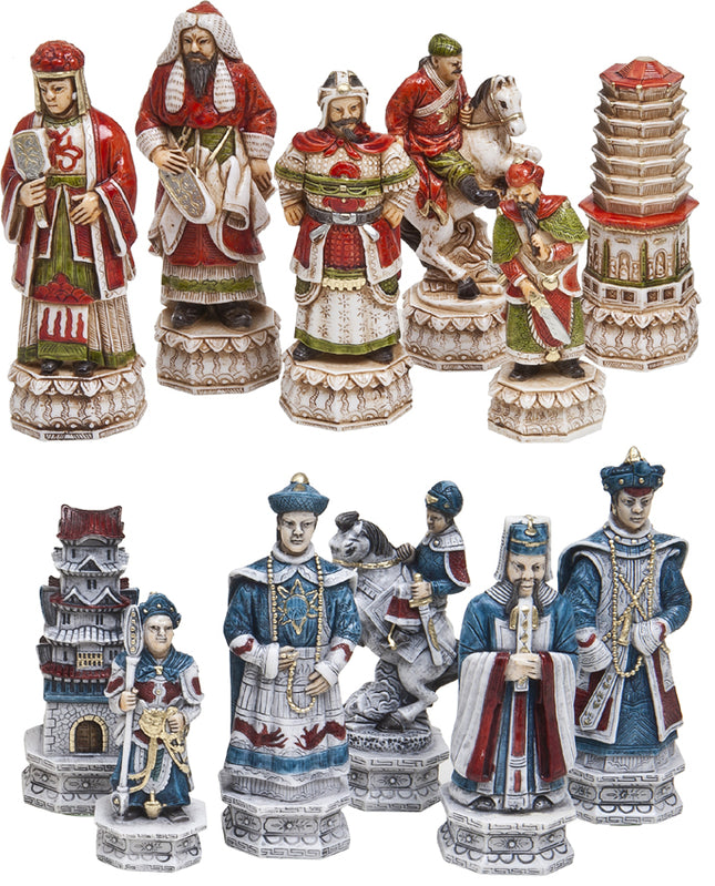 The Ming Dynasty Handcrafted<BR>Oxo-Teak Chessmen Set