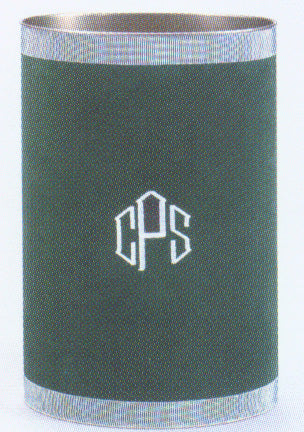 Personalized Suedecloth Covered Metal Oval Waste Can