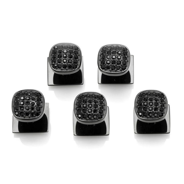 Black Stainless Steel Black Pave Crystal 5 Stud Set