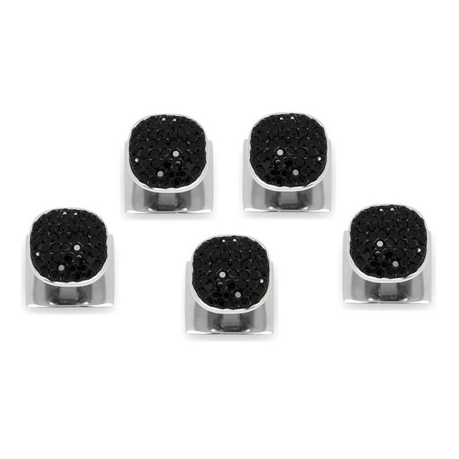 Stainless Steel with Black Pave Crystal 5 Stud Set