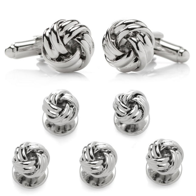Silver Knot Stud Set - 5 Pieces