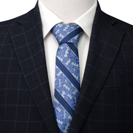 DC Batman Stripe Multi Emblem Blue Men's Tie
