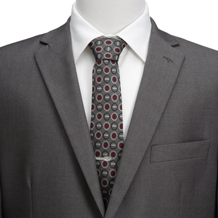 DC Batman Medallion Symbol Charcoal Silk Men's Tie