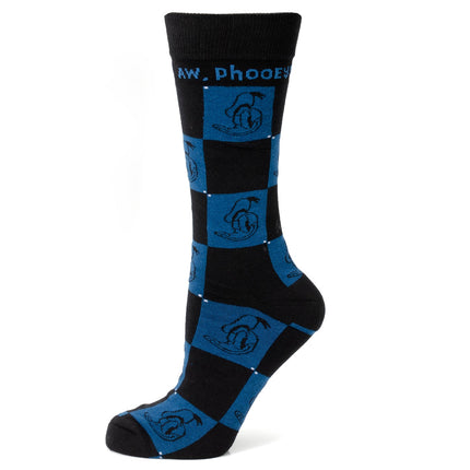 Donald Duck Black Dress Socks & Blue Mickey Mouse Lapel Pin Gift Set