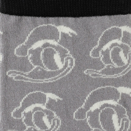 Donald Duck Patterned Gray Socks and Mickey Mouse Blue Lapel Pin Set