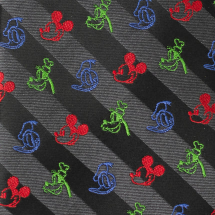 Disney Mickey and Friends Multi Black Stripe Men's Tie