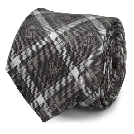 Disney Mickey and Friends Charcoal Plaid Men's Tie