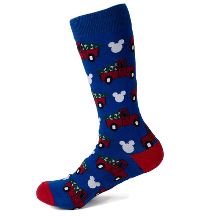 Disney Mickey Mouse Holiday Truck Navy Socks and Blue Lapel Pin Set