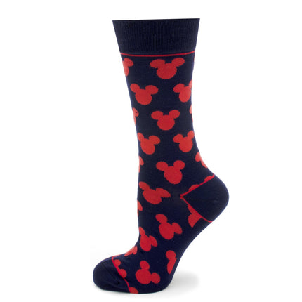 Mickey Mouse Silhouette Blue Sock and Mickey Blue Lapel Pin Gift Set