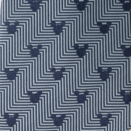 Disney Mickey Mouse Silhouette Blue Herringbone Men's Tie