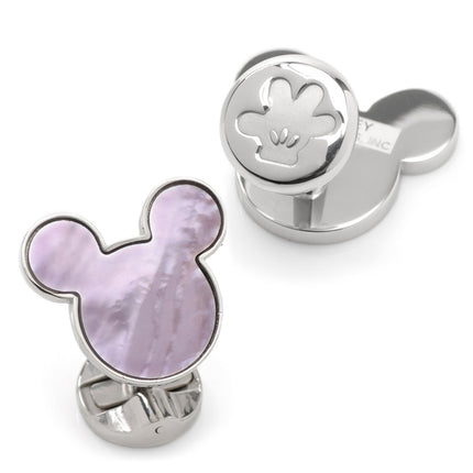 Disney Mickey Mouse Lavender Mother of Pearl Sterling Silver Cufflinks