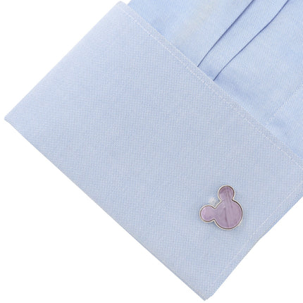 Disney Mickey Mouse Lavender Mother of Pearl Sterling Silver Cufflinks