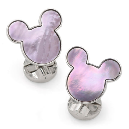 Disney Mickey Mouse Lavender Mother of Pearl Sterling Silver Cufflinks