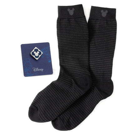 Disney Mickey Mouse Silhouette Stripe Sock and Lapel Pin Gift Set