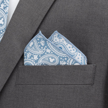 Disney Mickey Mouse Paisley Teal Pocket Square