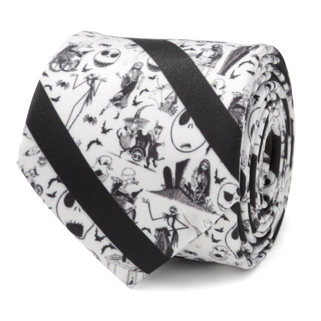 Disney The Nightmare Before Christmas Striped Black Men's Tie