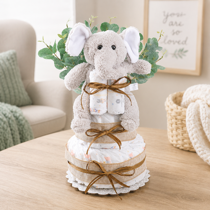 Wild About Baby Two-Tier Diaper Cake Gift