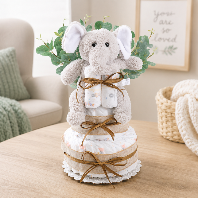 Wild About Baby Two-Tier Diaper Cake Gift